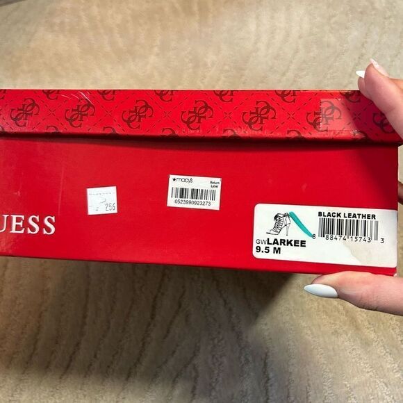 Guess Larkee Black Leather Strappy Heels - Picture 7 of 8